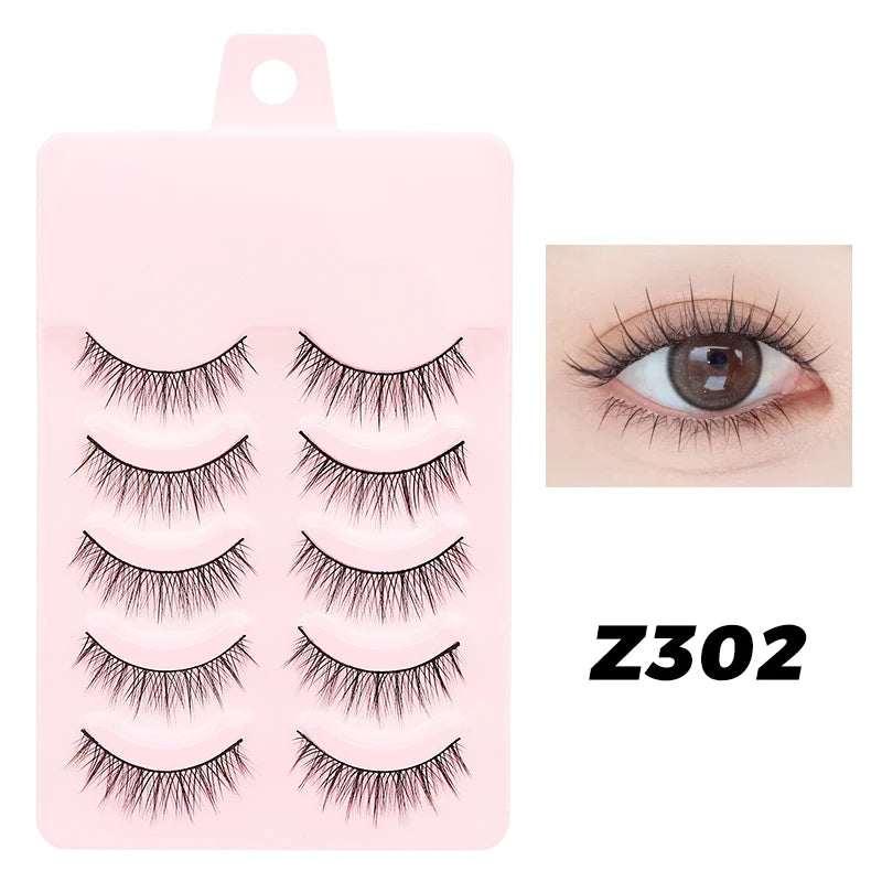 DINGSEN 5 Pairs Manga Style False Eyelashes — Soft, Natural, Long Anime Wispy Strip Lashes for Makeup