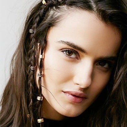 5Pcs Viking Metal Hair Braid Beads – Antique Silver & Gold Dreadlock Rings Clips Retro Hair Accessories for Braids & Styling