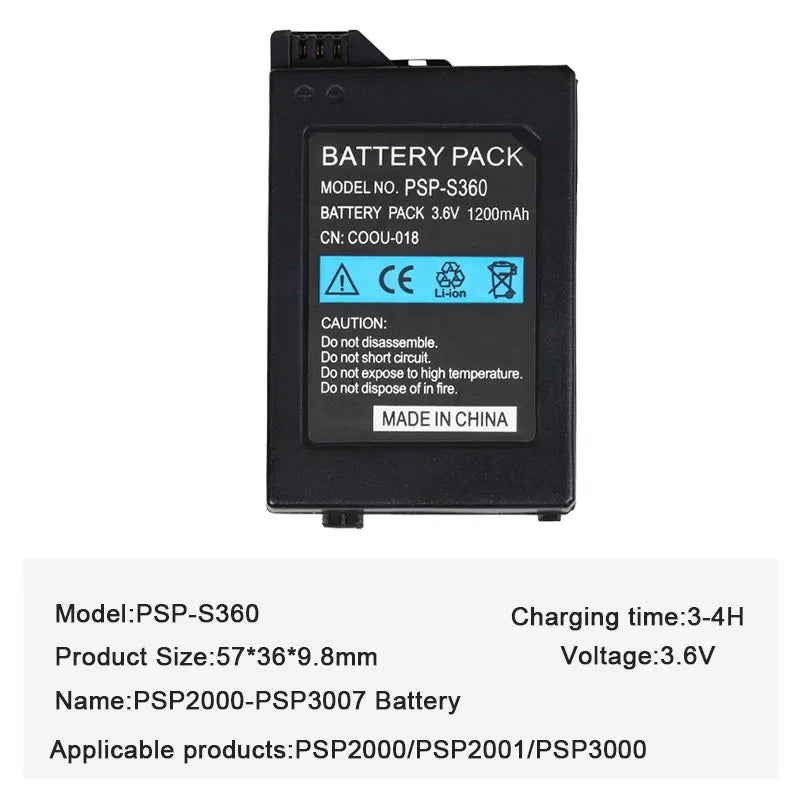 PSP-S360 3.6V Rechargeable Battery – Replacement Lithium Battery for Sony PSP 2000/3000/3001/3004 Game Console