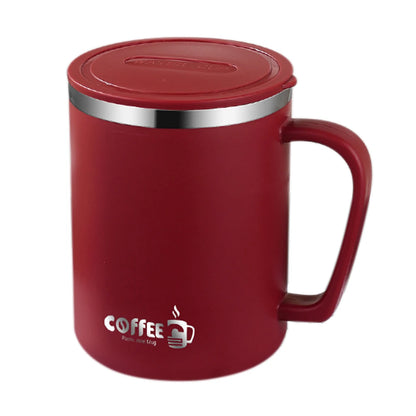 WORTHBUY 480ml Stainless Steel Insulated Coffee Mug – Double Layer Thermal Travel Cup with Lid, Handle & Leak-Proof Design