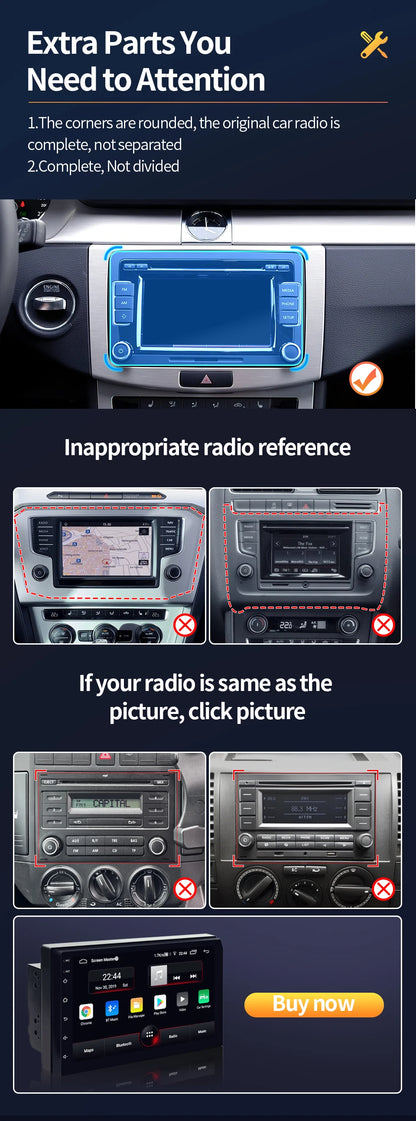 GRANDnavi Android 13 Car Radio GPS - 2Din Multimedia Player for VW, Skoda Octavia, Golf 5/6, Passat B6, Polo, Jetta