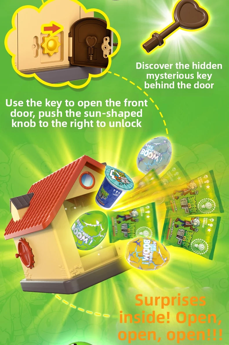 Plants vs Zombies Dave's Surprise House Toy Set – Collectible Figures with Interactive Play Features for Kids Gift