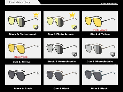CLLOIO Anti-Glare Day & Night Vision Glasses – Polarized Photochromic UV400 Driving Sunglasses for Men & Women