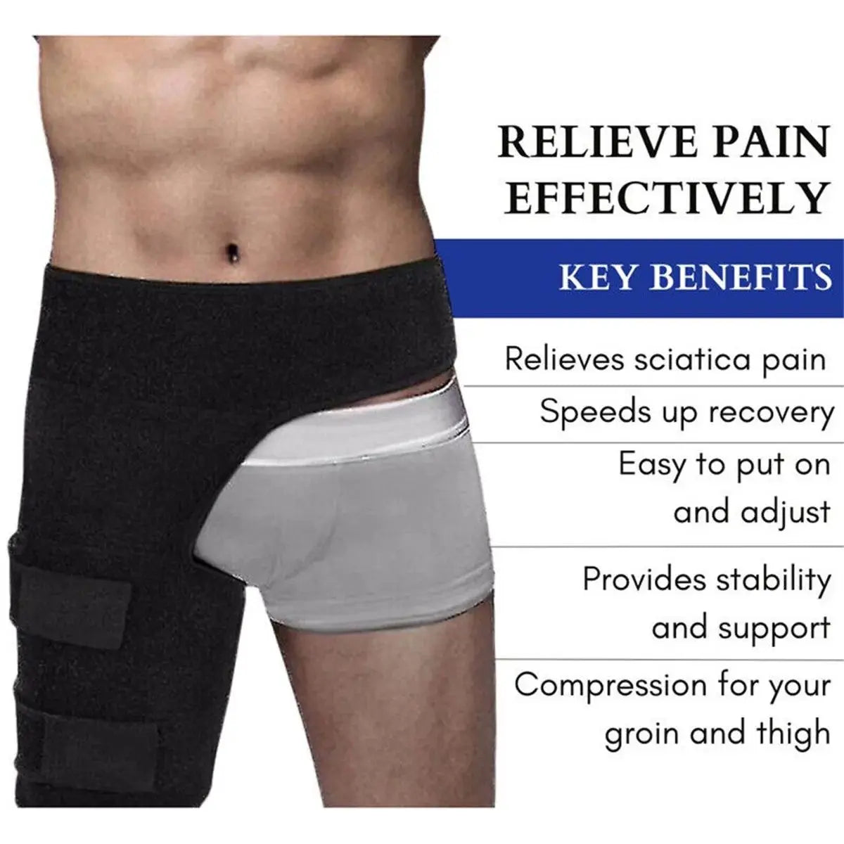Hip Brace Thigh Compression Sleeve – Support Wrap for Hip Pain Relief, Sciatica, Hamstring & Quad Muscle Strains