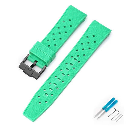 Curved End Strap for Swatch X Blancpain Fifty Fathoms – 22mm Waterproof Liquid Silicone Watch Band for Men & Women