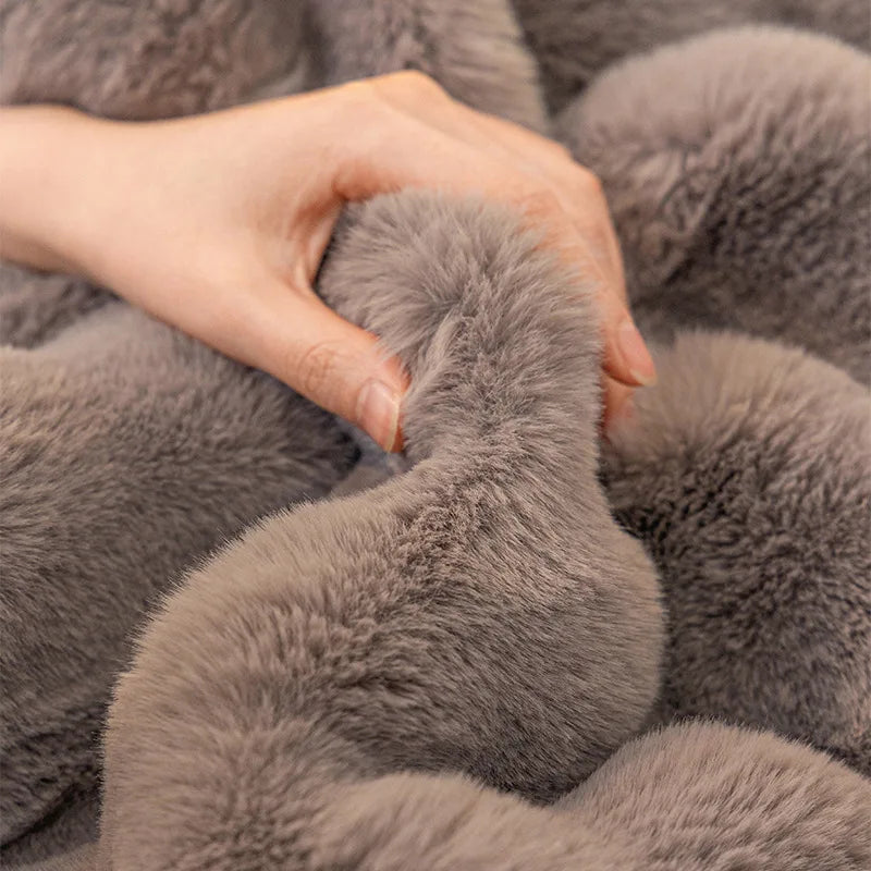Thick Rabbit Fur Plush Sofa Slipcover - Non-Slip Soft Couch Cushion Cover for Modern Living Room Home Decor