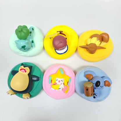 6Pcs Pokémon Sleep Pose Blind Box Figures – Pikachu Kawaii Desk & Car Ornament Anime Collectible Toy Set