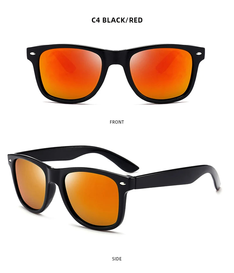 Classic Square Polarized Sunglasses – Retro Black Anti-Glare Driving Shades for Men & Women