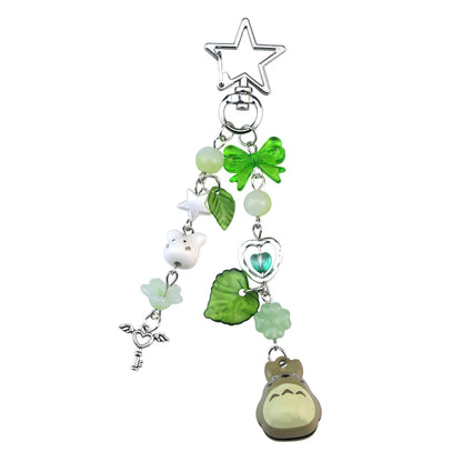 Handmade Cat Phone Charm - Four Leaf Clover Beaded Y2K Fairy Core Keychain & Bag Pendant Accessory