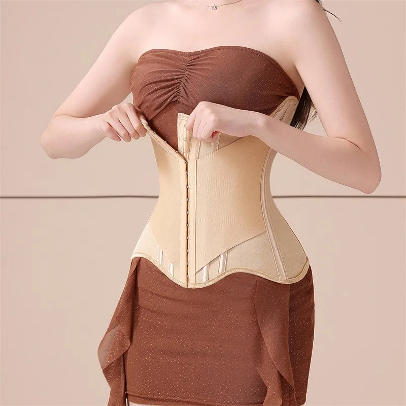 MiiOW U-Shaped Women’s Waist Trainer Corset – Buttoned Steel Bone Shaper for Breast Lift & Slimming Shapewear