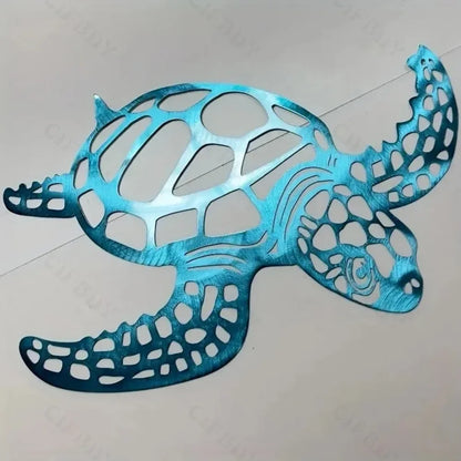 Metal Sea Turtle Wall Art – Beach-Themed Ornament for Indoor Living Room Decor & Wall Hanging