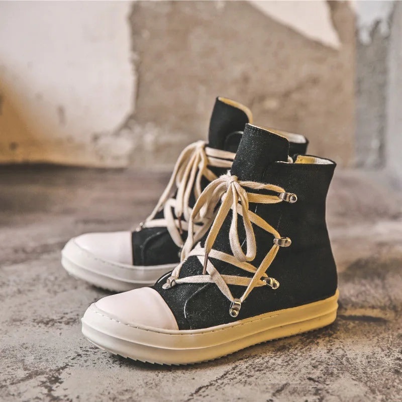 Platform Cross-Tied Sneakers - Unisex Casual Ankle Boots & Flat Shoes Sizes 35-46