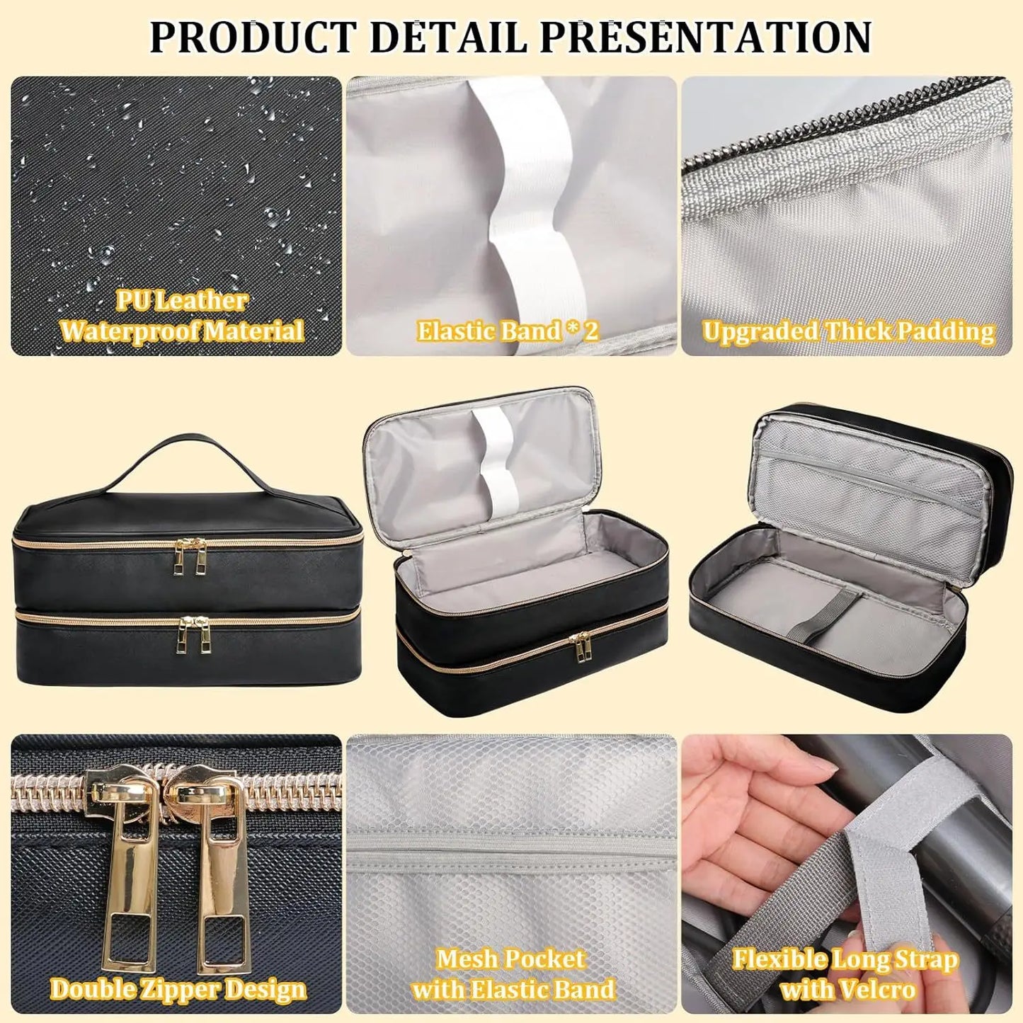 Waterproof Double-Layer Hair Dryer Case for Shark FlexStyle/Dyson Airwrap – Portable Large Capacity Curler Bag