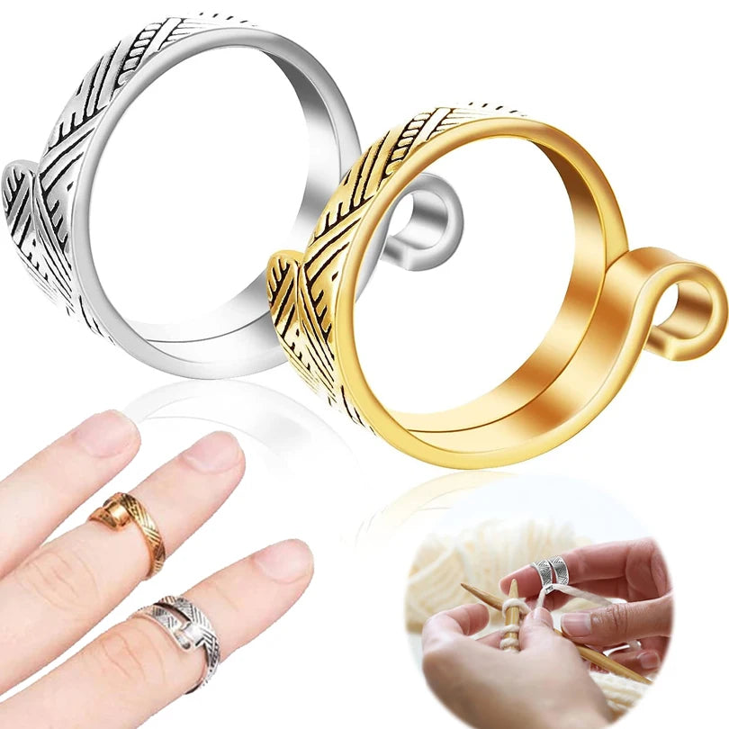 Adjustable Knitting Loop Ring - Webbing Jewelry & Crochet Wool Tool - Sewing Accessory for Yarn Guide