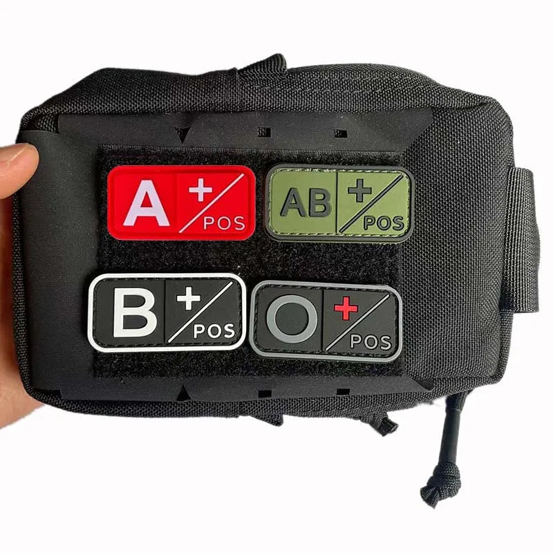 PVC Blood Type Hook Patch - A B AB O Positive Negative Military Tactical Badge for Backpack & Outdoor Gear