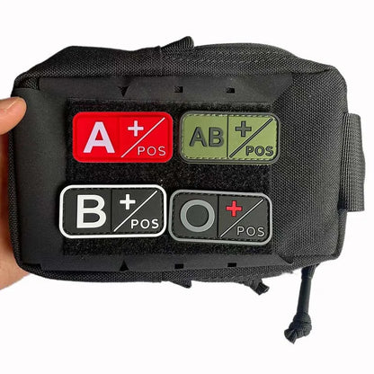 PVC Blood Type Hook Patch - A B AB O Positive Negative Military Tactical Badge for Backpack & Outdoor Gear