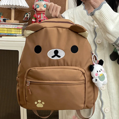 Rilakkuma Anime Backpack — Cute Relax Bear School Bag for Women, Girls & Boys, Outdoor Travel Rucksack Gift
