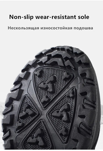 Large Winter Men’s Boots – Warm Plush Ankle High-Top Snow Boots, Sweat-Wicking Outdoor Sneakers