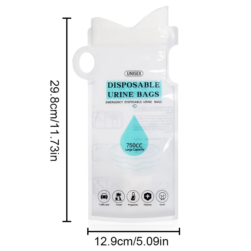 SEAMETAL 4Pcs 750ML Portable Emergency Urinal & Vomit Bags – Disposable Travel Mini Toilet Bags for Car, Outdoor & Unisex Use