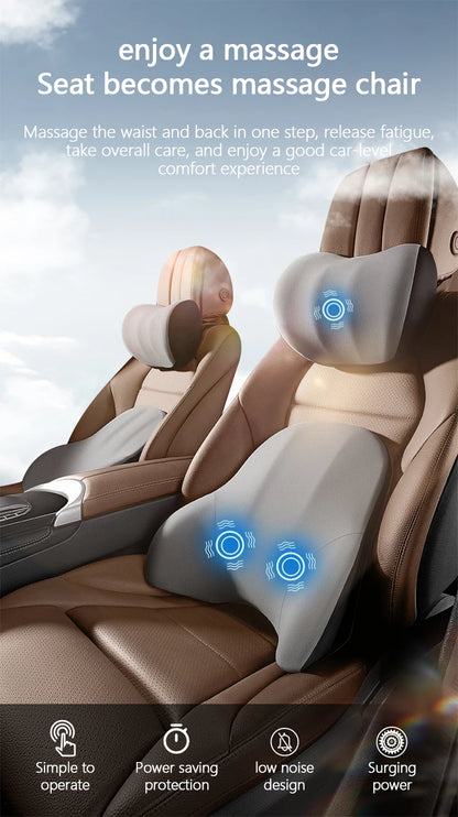 Electric Car Lumbar & Neck Massage Pillow | Single Headrest Vibration Cushion for Seat Support