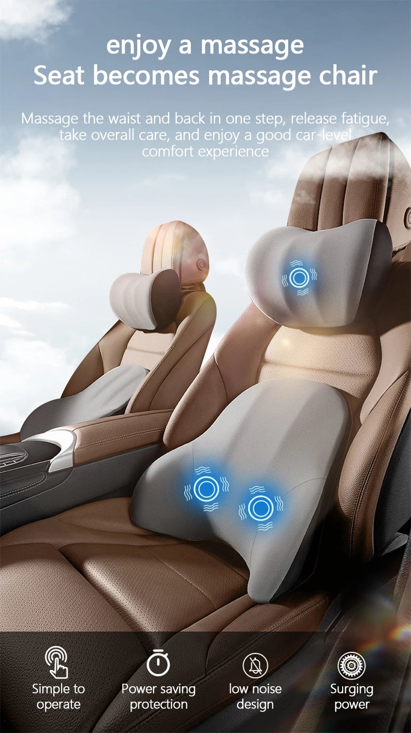 Car Electric Lumbar & Neck Massage Cushion | Single Headrest Vibration Pillow for Seat Support