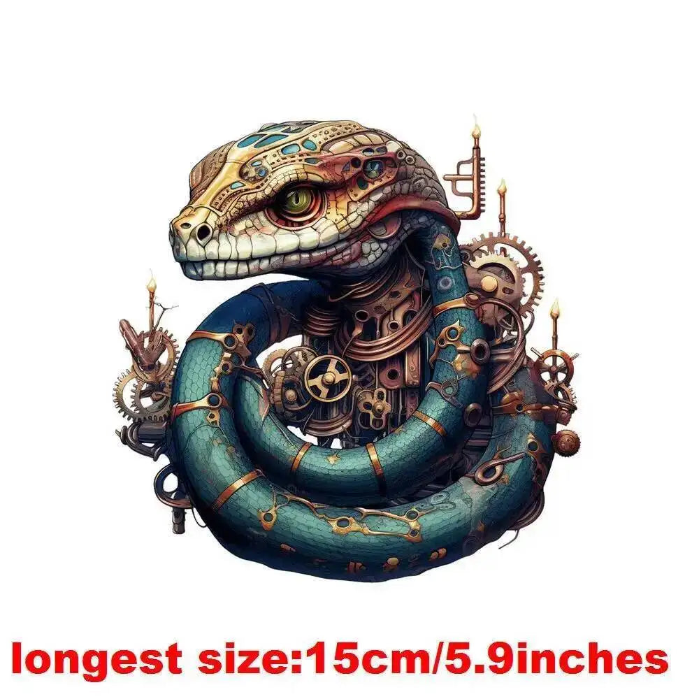15cm Kids Steampunk Lion Iron-On Patch – Animal Heat Transfer Sticker for DIY Clothing, Apparel & Fabric Decoration Print