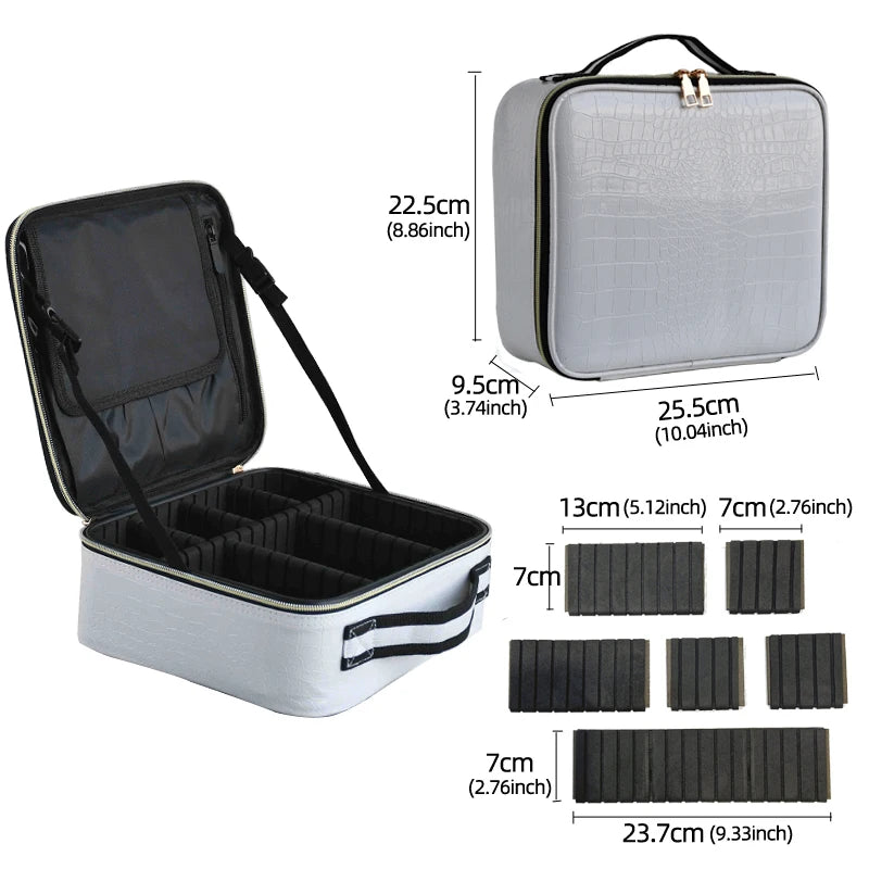 New PU Leather Cosmetic Bag for Women – Multi-Functional Portable Travel Makeup Storage Case