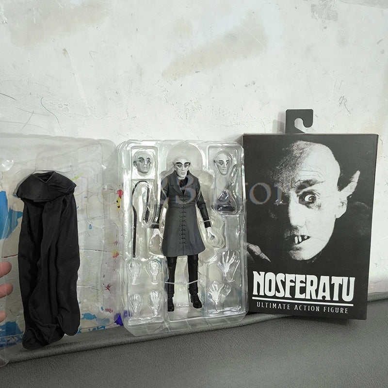 NECA Ultimate Black & White Count Orlok Nosferatu Action Figure – Horror Model Toy & Christmas Gift