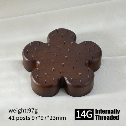 High-Quality Beech Wood Jewelry Display Stand — Push Pin Holder for 16G/14G Threadless Piercing & Body Jewelry