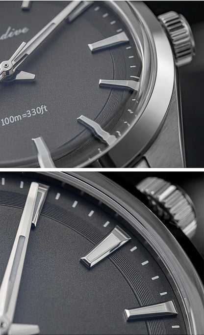 ADDIESDIVE 36MM Men's Stainless Steel Quartz Watch — Luxury Bubble Mirror Glass, 100M Waterproof Timepiece AD2066
