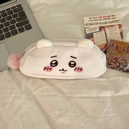 Jiyi Usagi Hachiware Plush Pencil Case - Cute Anime Large-Capacity Pen Bag & Soft Stationery Pouch for Students