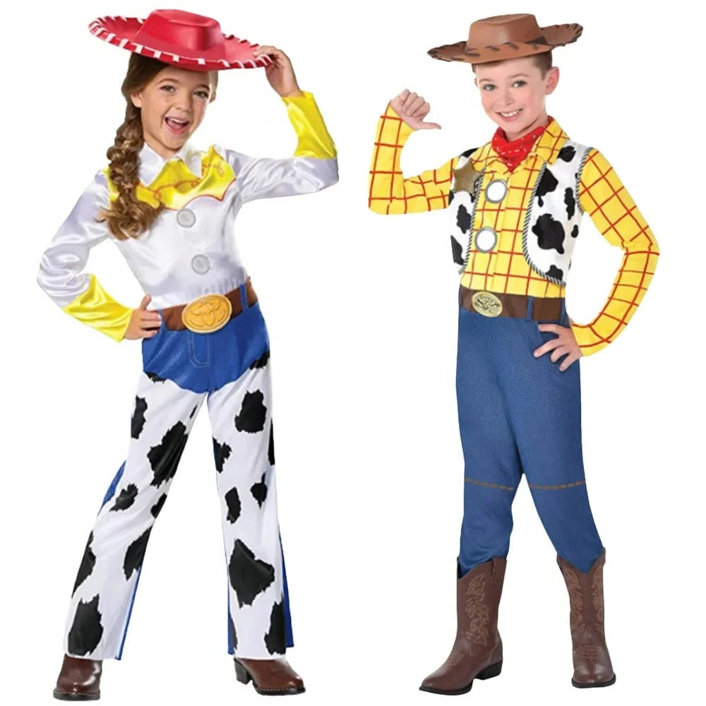 Jessie Cowgirl Cosplay Jumpsuit - Full Costume Set with Hat for Halloween & Party Role Play
