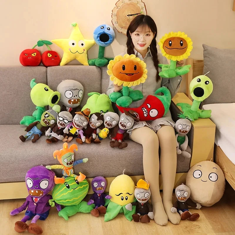 Plants vs Zombies 2 Plush Toys — Peashooter & Sunflower Stuffed Dolls Anime PVZ Gift for Kids