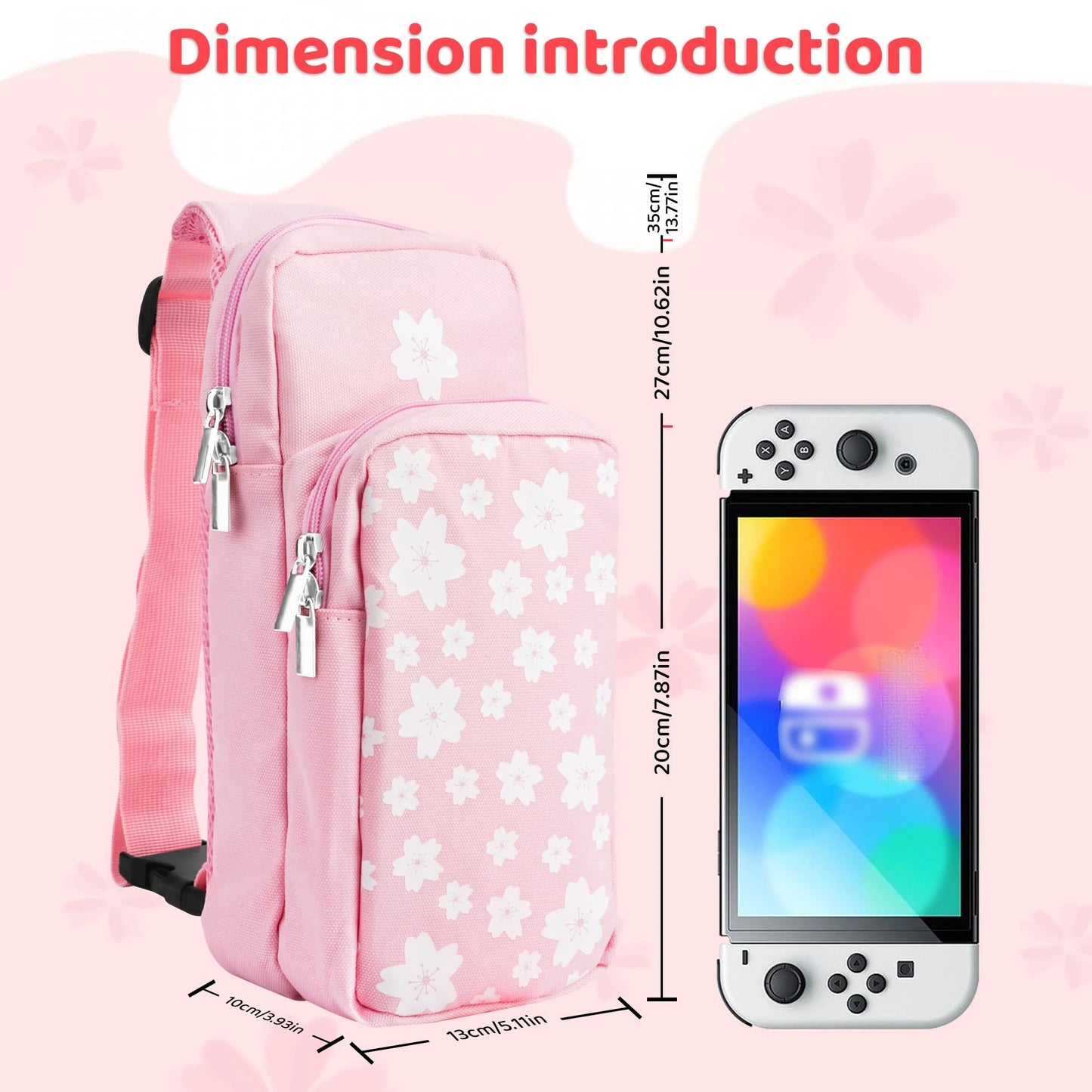 Nintendo Switch Travel Bag Set: Carrying Case for Switch, OLED & Lite - Portable Shoulder Bag and Crossbody Backpack Cherry