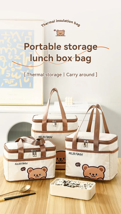 WORTHBUY Cute Thermal Lunch Bag – Large Capacity Insulated, Waterproof & Portable Picnic Cooler for Students