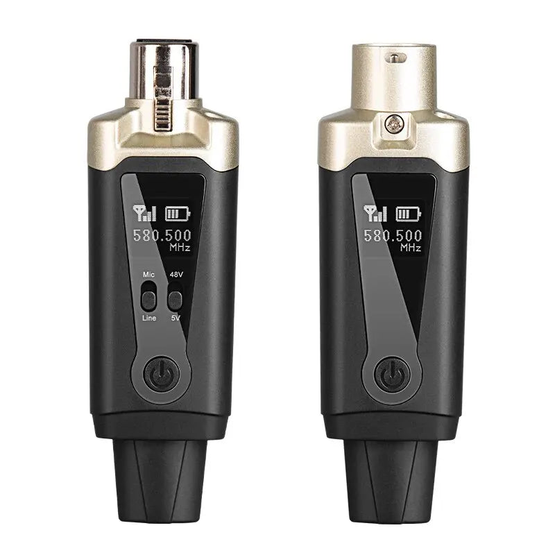Wireless Microphone System - XLR Mic Converter Adapter with UHF Transmitter for Condenser & Dynamic Mics