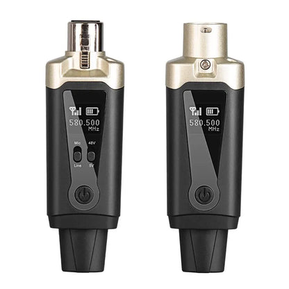 Wireless Microphone System - XLR Mic Converter Adapter with UHF Transmitter for Condenser & Dynamic Mics