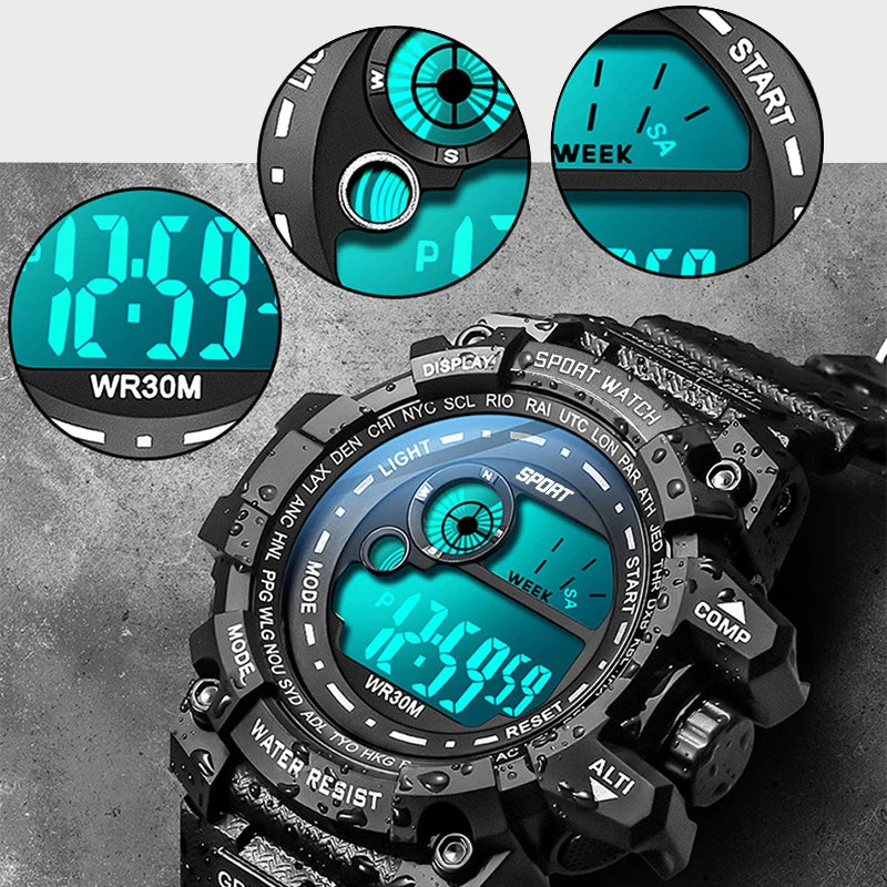 New Men's LED Digital Watches – Luminous, Waterproof Sport Watch for Men, Date Army Military Clock Relógio Masculino