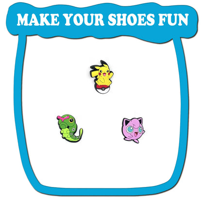 Pokemon Shoe Charms - PVC Cartoon Shoe Decorations for Slides and Sandals, 20/50/100-Piece Set for Gifts and Parties