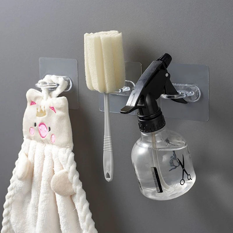 5/10PCS Transparent Ring Hooks – Perforation-Free Waterproof & Rust-Resistant Storage for Bathroom and Toilet Supplies