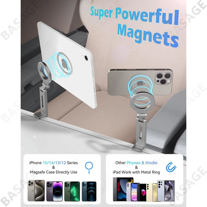 Universal Magnetic Phone Holder - Flexible Rotation, Hands-Free Airplane Mount for iPhone 15 Pro Max Series