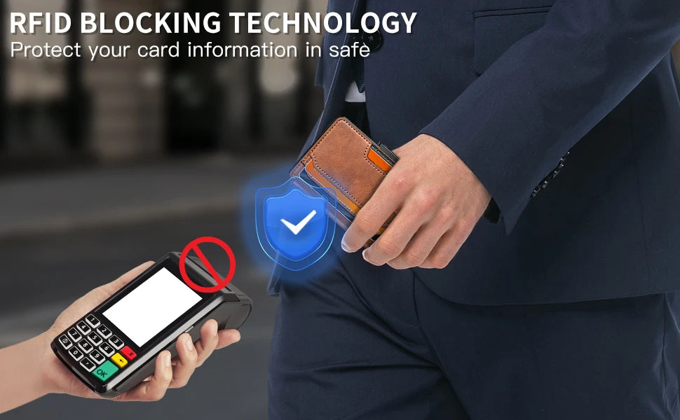 RFID Blocking Men's Slim Pop-up Wallet – Minimalist Bifold Credit Card Holder