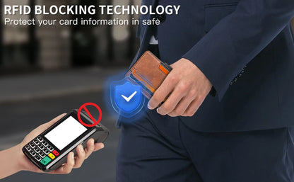 RFID Blocking Men's Slim Pop-up Wallet – Minimalist Bifold Credit Card Holder