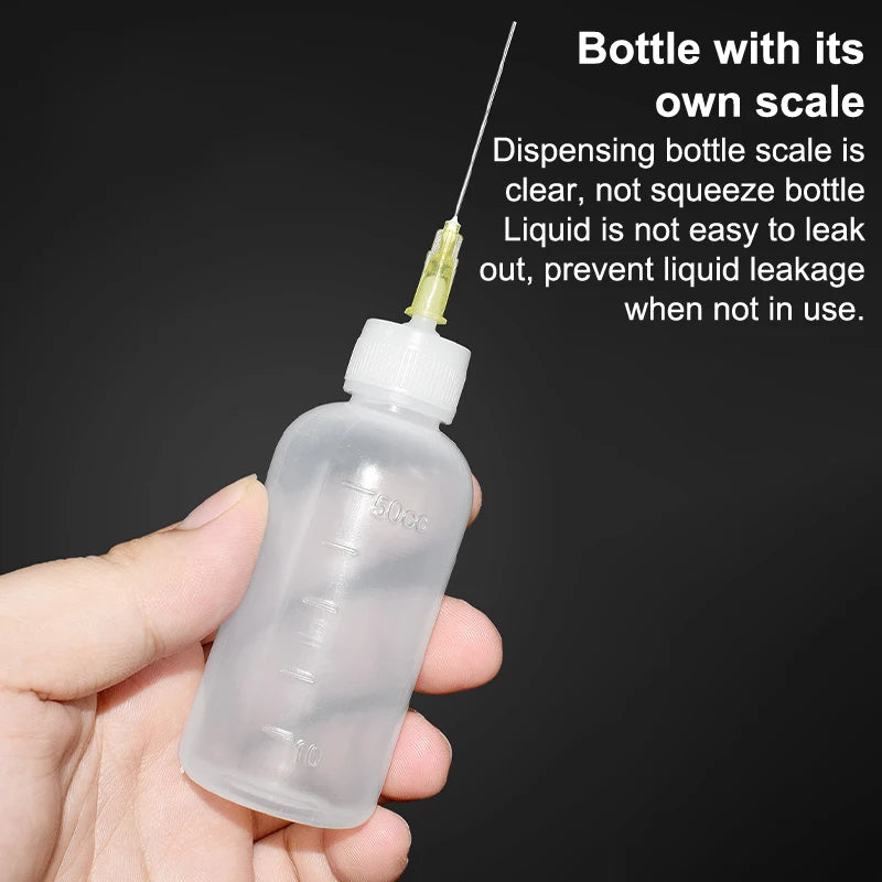 50ML Plastic Liquid Alcohol Dispenser Bottle for Rosin, Solder Flux Paste, PCB Cleaning & Welding Repair Tools
