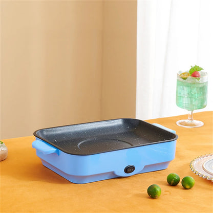 Multifunctional Electric BBQ Grill – 26cm Square Mini Electric Baking Tray and Wok for Pancakes, Steak, and Kitchen Frying