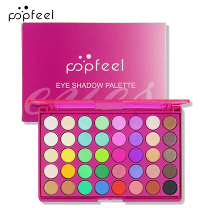 POPFEEL 40 Color Eyeshadow Palette - Earth Tone & Rainbow Shades with Matte and Shimmer Long Lasting Finish