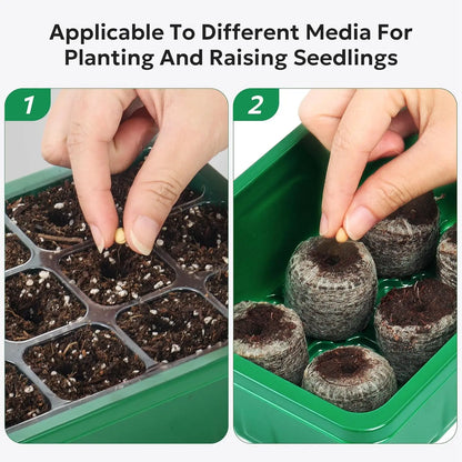 10-Pack Seed Starter Trays with Vent Holes – 12-Grid Mini Greenhouse Planting Kit for Seed Growing & Cultivation