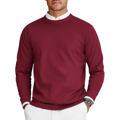 Men's Crew Neck Knit Sweater - Lightweight Long Sleeve Oversized Pullover for Casual Streetwear