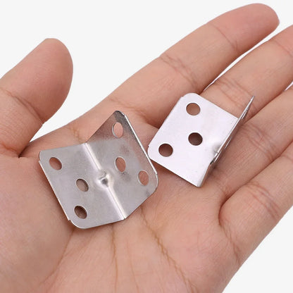 50/10PCS Universal Stainless Steel Corner Bracket | 90 Degree Right Angle Fixed Bracket for Wood Furniture, Bedframe, Cabinet Accessories