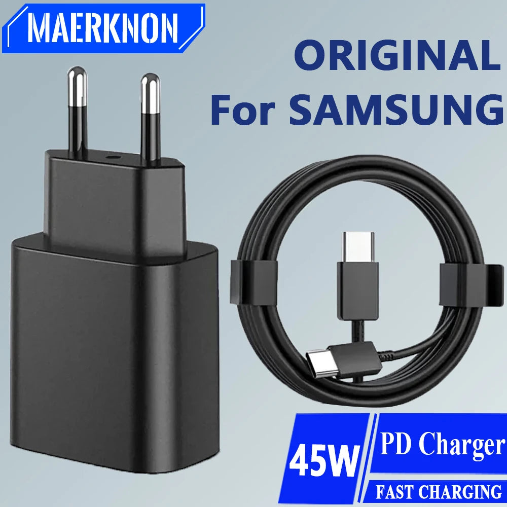 Original 45W PD Charger for Samsung Galaxy S22/S23 Ultra/Note 10+ 5G – USB-C Fast Charging Wall Adapter